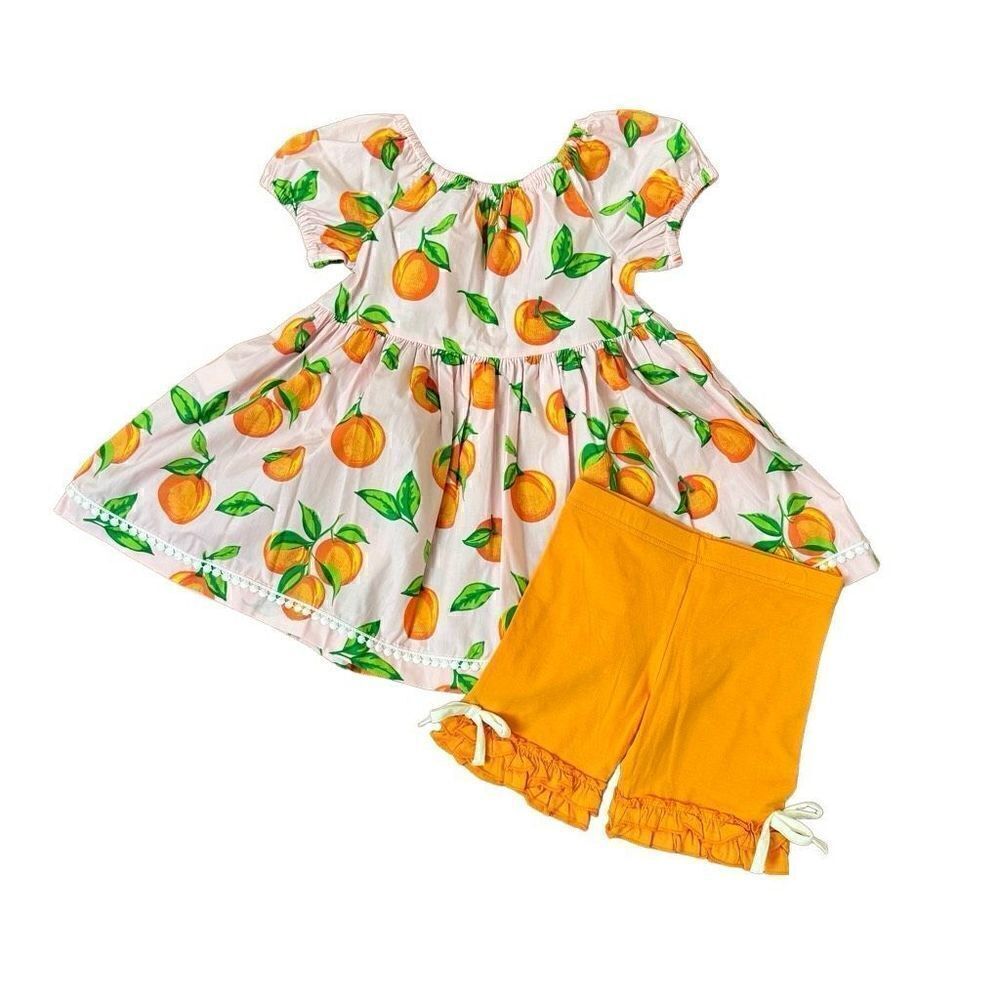 Eleanor Rose Pixie Top Pink Orange Fruit & Brailey Shorts Orange NEW Size 7-8